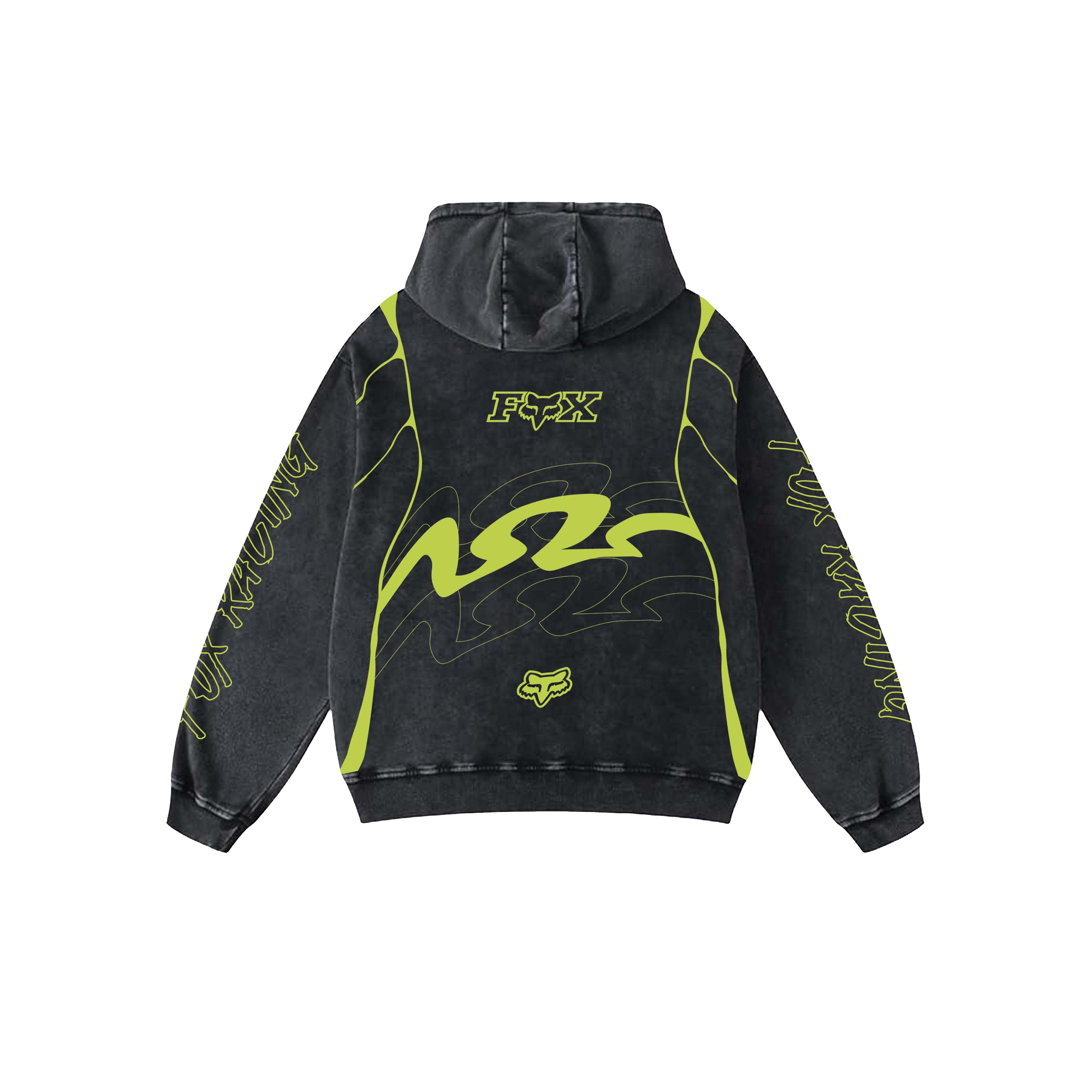 Fox Acid Wash Oversized Hoodie