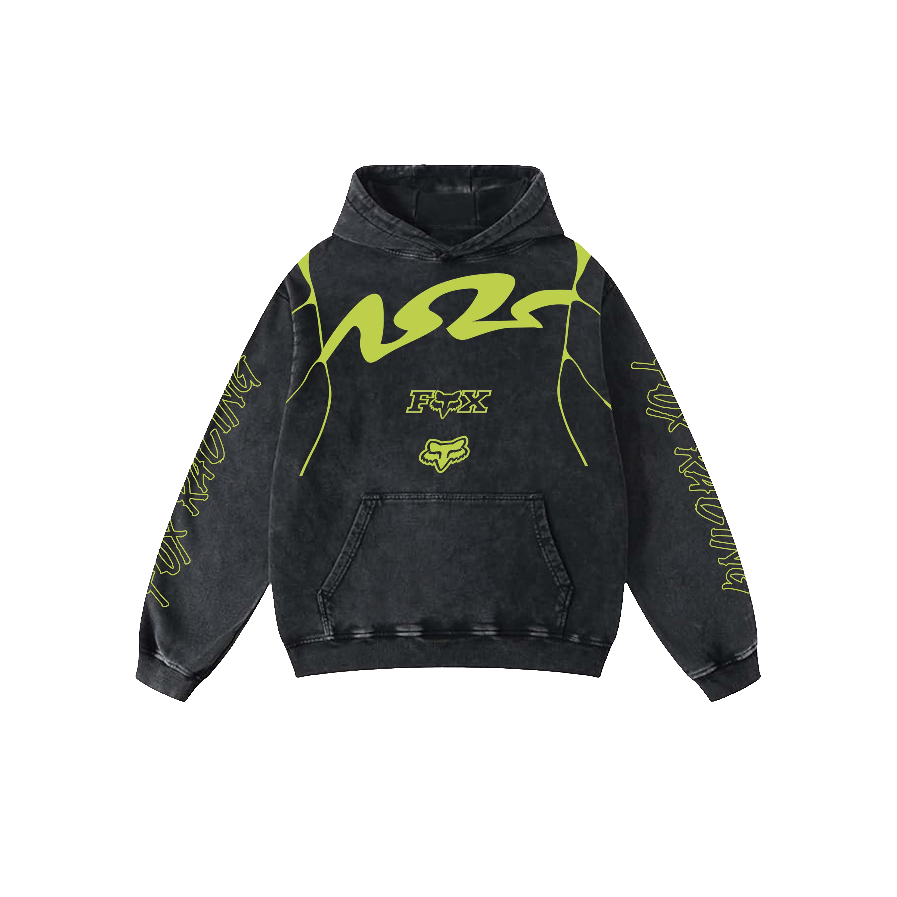 Fox Acid Wash Oversized Hoodie