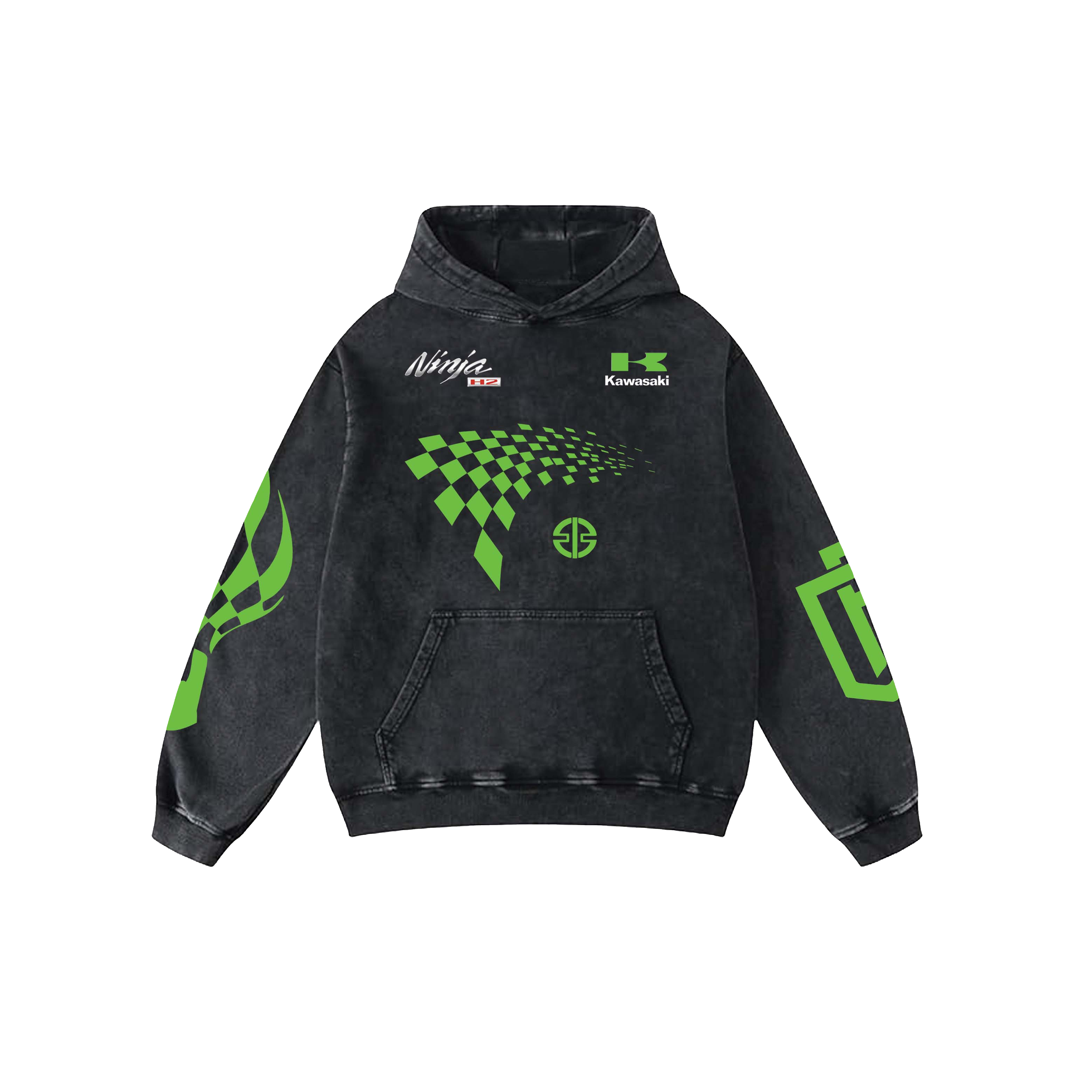 Ninja Acid Wash Oversized Hoodie