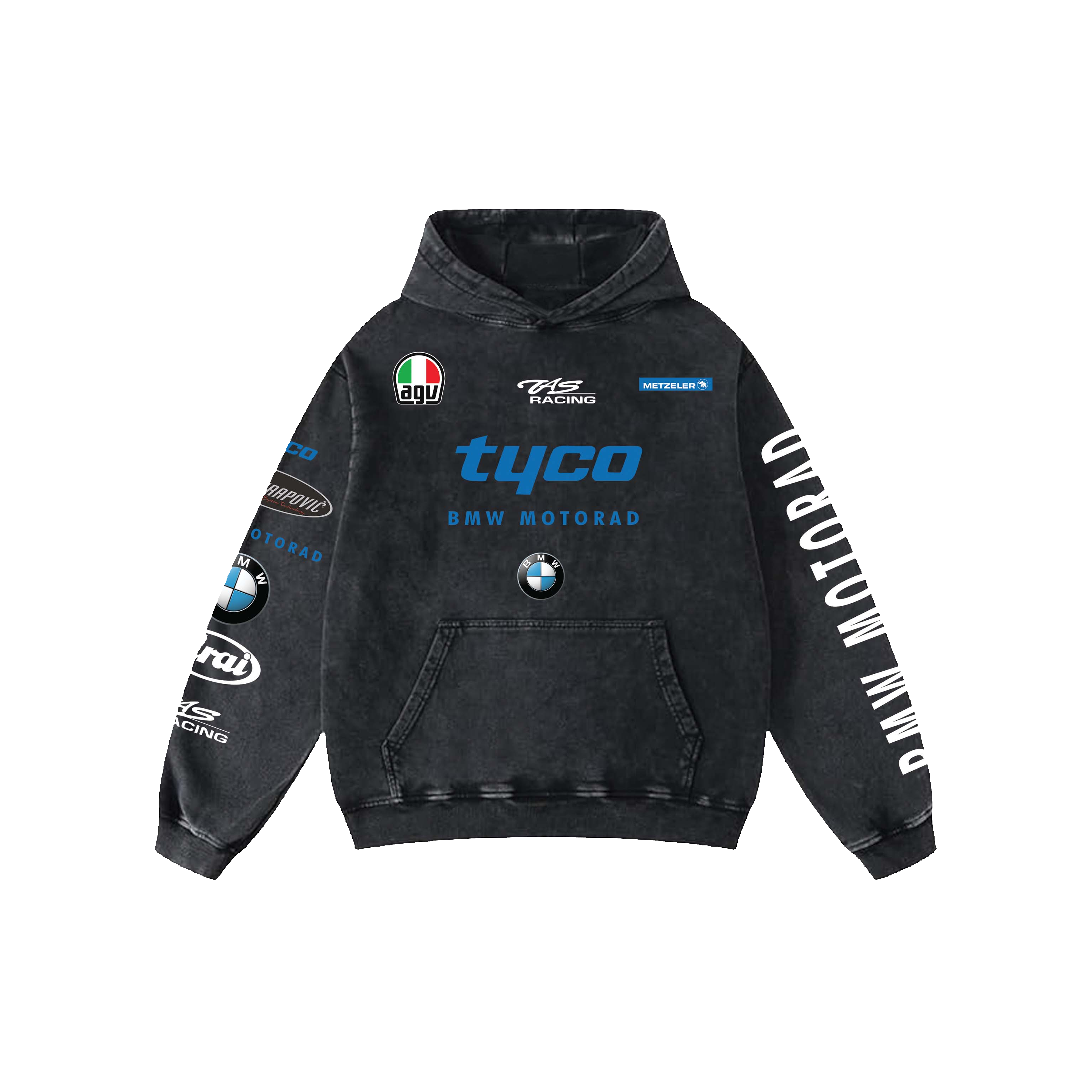 Bwm Acid Wash Oversized Hoodie
